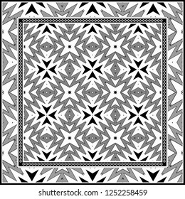 Beautiful Geometric Colorful Ornament. For Print On Fabric, Papper, Silk Neck Scarf, Kerchief Design, Scrapbook