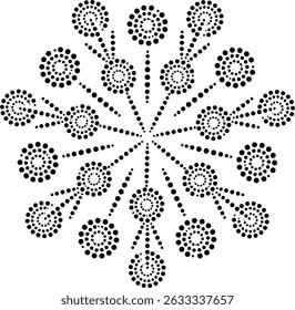 Beautiful Geometric Dotted Concentric Circles Floral Design Element, Modern Hand drawn Dotted Decorative Floral Vector Illustration for Fabric cushion curtain carpet wallpaper Embroidery Backgrounds 