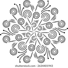 Bela geométrica pontilhada círculos concêntricos elemento de design floral, desenho de mão moderno pontilhado decorativo vetor floral ilustração para tecido almofada cortina tapete papel de parede bordado fundos