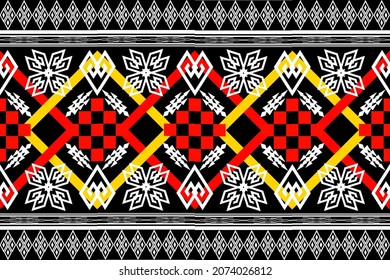Hermoso patrón geométrico de arte étnico tradicional. Diseño para alfombras, papel pintado, ropa, envoltura, batik, tela,ilustración vectorial.estilo bordado.