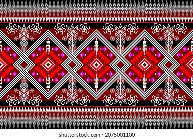Beautiful geometric ethnic art pattern traditional. Design for carpet,wallpaper,clothing,wrapping,batik,fabric,Vector illustration.embroidery style.