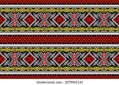 Hermoso patrón geométrico de arte étnico tradicional. Diseño para alfombras, papel pintado, ropa, envoltura, batik, tela, ilustración vectorial. Figura estilo de bordado tribal.