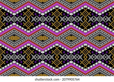 Beautiful geometric ethnic art pattern traditional. Design for carpet,wallpaper,clothing,wrapping,batik,fabric,Vector illustration. Figure tribal embroidery style.