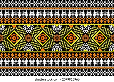 Hermoso patrón geométrico de arte étnico tradicional. Diseño para alfombras, papel pintado, ropa, envoltura, batik, tela, ilustración vectorial. Figura estilo de bordado tribal.