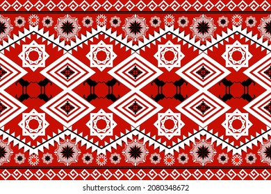 Hermoso patrón geométrico de arte étnico tradicional. Diseño para alfombras, papel pintado, ropa, envoltura, batik, tela, ilustración vectorial. Figura estilo de bordado tribal.