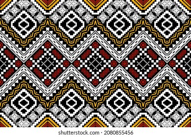 Beautiful geometric ethnic art pattern traditional. Design for background,carpet,wallpaper,clothing,wrapping,batik,fabric,Vector illustration. Figure tribal embroidery style.