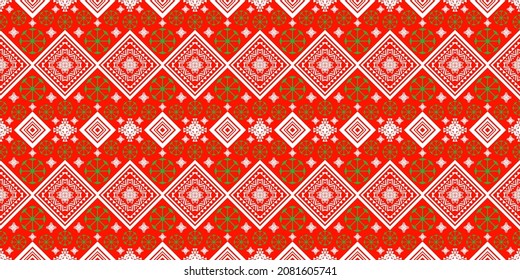 Hermoso patrón geométrico de arte étnico tradicional. Diseño para alfombras, papel pintado, ropa, envoltura, batik, tela, ilustración vectorial. Figura estilo de bordado tribal