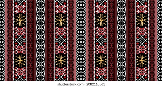 Beautiful geometric ethnic art pattern traditional. Design for carpet,wallpaper,clothing,wrapping,batik,fabric,Vector illustration. Figure tribal embroidery style