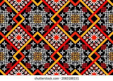 Beautiful geometric ethnic art pattern traditional. Design for carpet,wallpaper,clothing,wrapping,batik,fabric,Vector illustration. Figure tribal embroidery style.