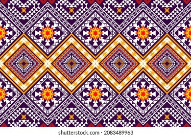 Beautiful geometric ethnic art pattern traditional. Design for carpet,wallpaper,clothing,wrapping,batik,fabric,Vector illustration. Figure tribal embroidery style.