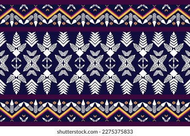 Beautiful geometric ethnic  flora pattern traditional Design for background, carpet, wallpaper. clothing, wrapping, Batik fabric, Vector illustration. 