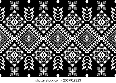 Beautiful geometric ethnic oriental pattern art traditional black and white tone Design for background,carpet,wallpaper,clothing,wrapping,Batik,fabric,Vector illustration.embroidery style.