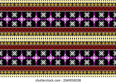 Beautiful geometric ethnic oriental pattern art traditional Design for background,carpet,wallpaper,clothing,wrapping,Batik,fabric,Vector illustration.embroidery style.