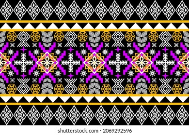 Hermoso arte geométrico de patrones étnicos orientales tradicional Diseño para fondo, alfombra, papel pintado, ropa, envoltura, Batik,tela,Ilustración vectorial.estilo bordado.