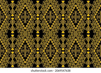 Beautiful geometric ethnic oriental pattern art traditional Design for background,carpet,wallpaper,clothing,wrapping,Batik,fabric,Vector illustration.embroidery style.