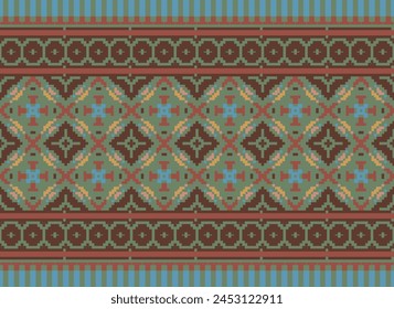 Beautiful geometric ethnic oriental pattern traditional on Multicolor background.Aztec style,embroidery,abstract,vector,illustration.design for texture,fabric,clothing,wrapping,decoration,carpet,print