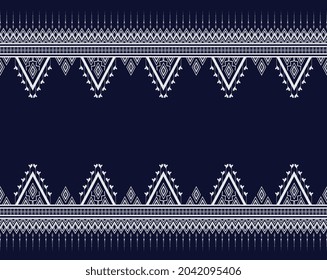 Beautiful Geometric ethnic texture embroidery design with Dark Blue background design, skirt,wallpaper,clothing,wrapping,Batik,fabric,sheet, triangle shapes Vector, illustration design design.eps
