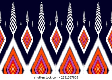 Beautiful geometric ethnic vintage texture vector ikat design. textile fashion pattern line ikat seamless pattern and batik fabric texture asian background wallpaper geometry. Ethnic abstract ikat art