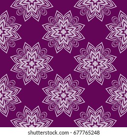 beautiful geometric floral ornament. seamless pattern. vector illustration. for design, wallpaper, invitation. purple color