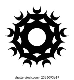 Schöne geometrische Blumenart Vektorbild Schwarz-Weiß. Einfache Illustration kann für die Gestaltung Ihrer Arbeit verwendet werden