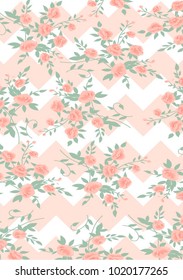 Beautiful geometric flowers roses pattern background
