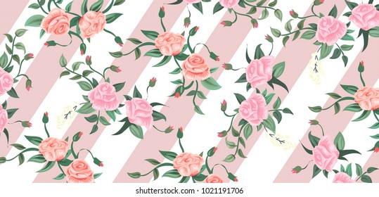 Beautiful geometric flowers roses pattern background