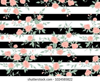 Beautiful geometric flowers roses pattern background