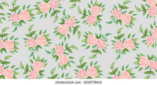 Beautiful geometric flowers roses pattern background
