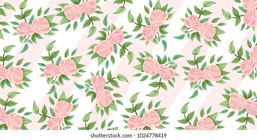 Beautiful geometric flowers roses pattern background