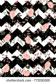 Beautiful geometric flowers roses pattern background