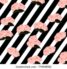 Beautiful geometric flowers roses pattern background