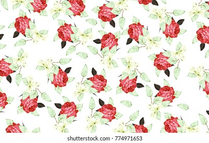 Beautiful geometric flowers roses pattern background