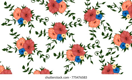 Beautiful geometric flowers roses pattern background