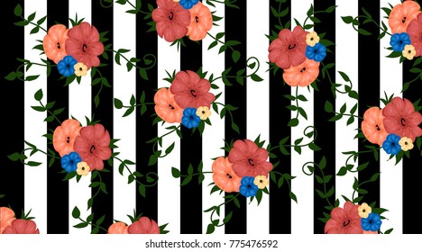 Beautiful geometric flowers roses pattern background