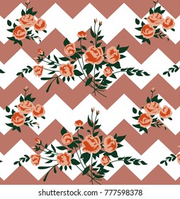 Beautiful geometric flowers roses pattern background