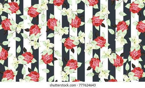 Beautiful geometric flowers roses pattern background