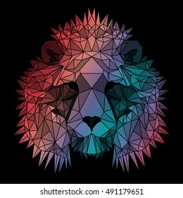 Beautiful geometric lion. Nice polygonal vector illustration
