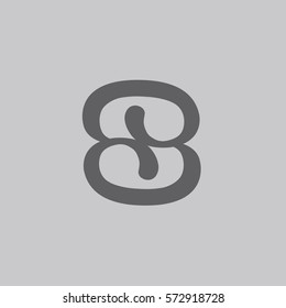 beautiful geometric modern S shaped curved form logo on a gray scale