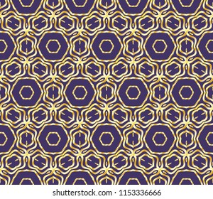Beautiful geometric ornament. seamless art-deco floral pattern. For design, wallpaper, background. vector illustration. purple, gold color
