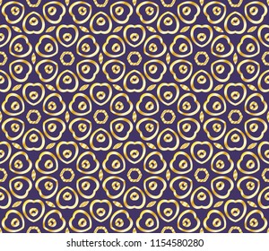 Beautiful geometric ornament. seamless art-deco floral pattern. For design, wallpaper, background. vector illustration. purple, gold color
