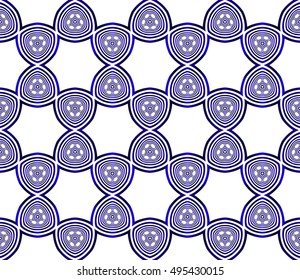 beautiful geometric pattern of circles and ovals. vector illustration. blue gradient.