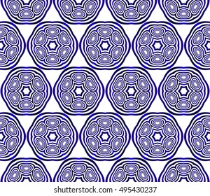 beautiful geometric pattern of circles and ovals. vector illustration. blue gradient.