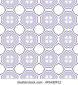 beautiful geometric pattern of circles and ovals. vector illustration. blue gradient.