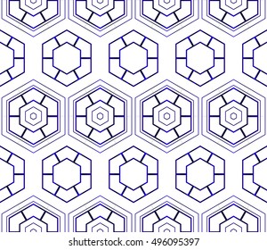 beautiful geometric pattern of hexagons. vector illustration. blue gradient.