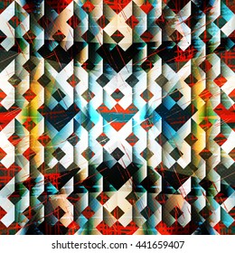 beautiful geometric pattern on a colorful background grunge texture
