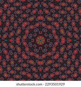 Hermosa composición geométrica repetida de adorno vectorial. Motivo de manta exótica. Patrón geométrico estilizado. Diseño étnico mexicano. Elementos decorativos.