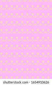Beautiful, geometric rhombus pattern in light pink and bright yellow/gold color for textile/fabric/ wrapping paper print. 