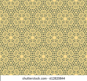 beautiful geometric seamless pattern of different geometric shapes. vector illustration. floral style. yellow, dark blue color
