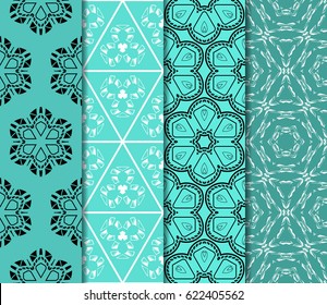 beautiful geometric seamless pattern of different floral geometric shapes. vector illustration.