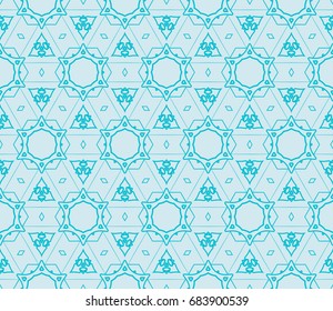 beautiful geometric seamless pattern of different geometric shapes. vector illustration. blue color